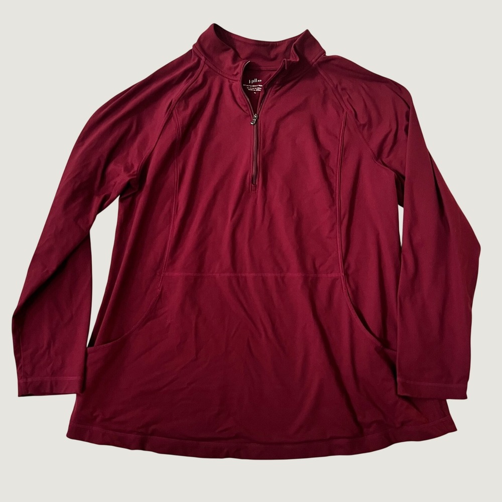J. Jill Fit Out & About Popover Burgundy Quarter Zip Athletic Pullover XL